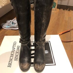 Frye Kelly belted black tall leather boots 8.5